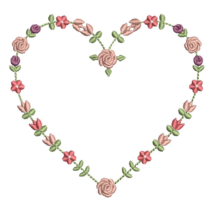 Matriz de matriz Matriz De Bordado Coração Floral 10cm